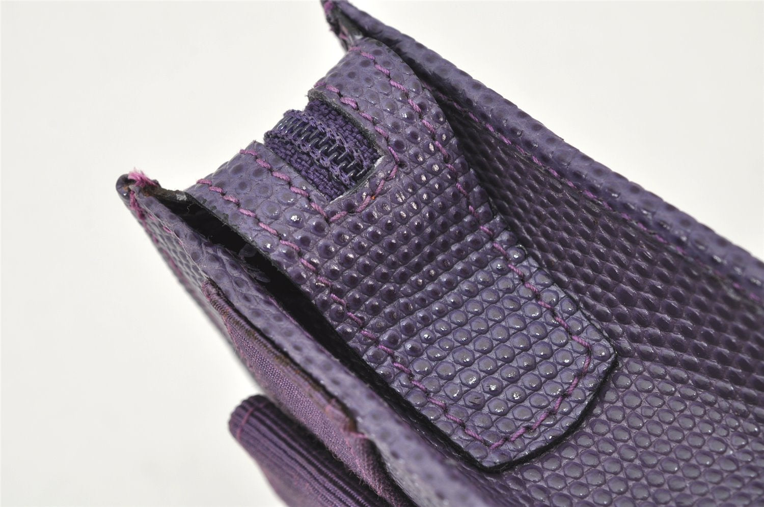 Authentic Salvatore Ferragamo Vara Pouch Purse Leather Purple SF Box Junk 4336K