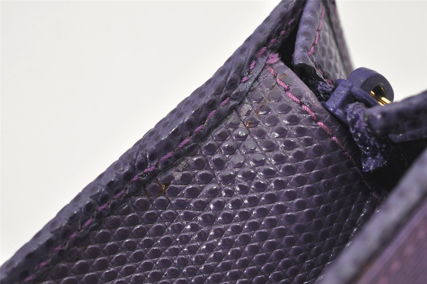 Authentic Salvatore Ferragamo Vara Pouch Purse Leather Purple SF Box Junk 4336K