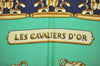 Authentic HERMES Carre 90 Scarf "LES CAVALIERS D`OR" Silk Navy 4337K