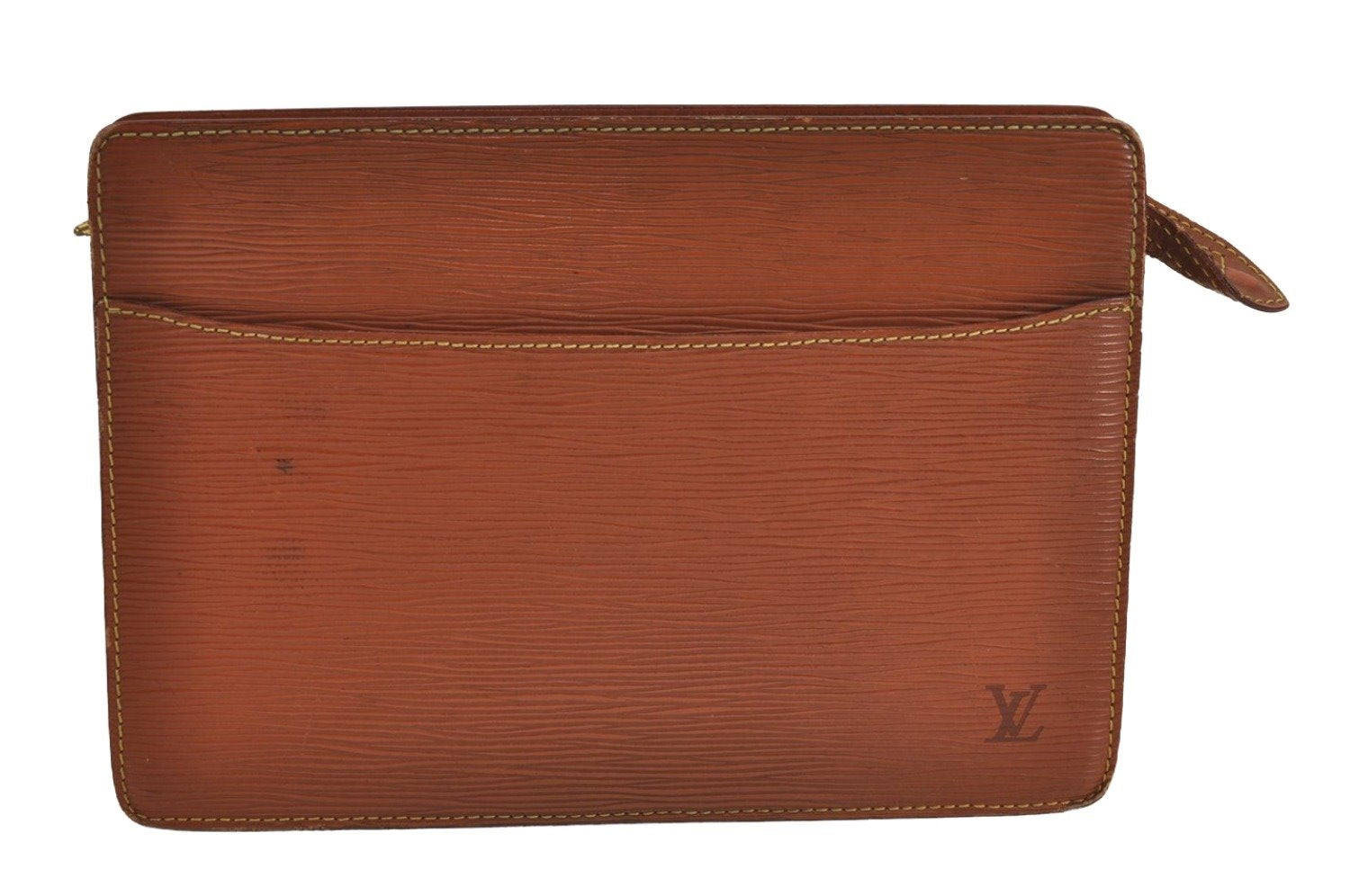 Authentic Louis Vuitton Epi Pochette Homme Clutch Bag Brown M52528 Junk 4339J