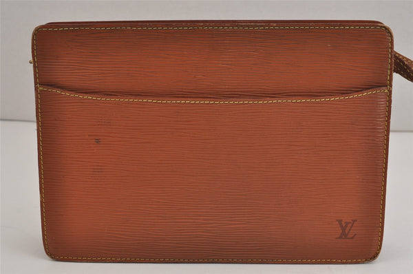 Authentic Louis Vuitton Epi Pochette Homme Clutch Bag Brown M52528 Junk 4339J