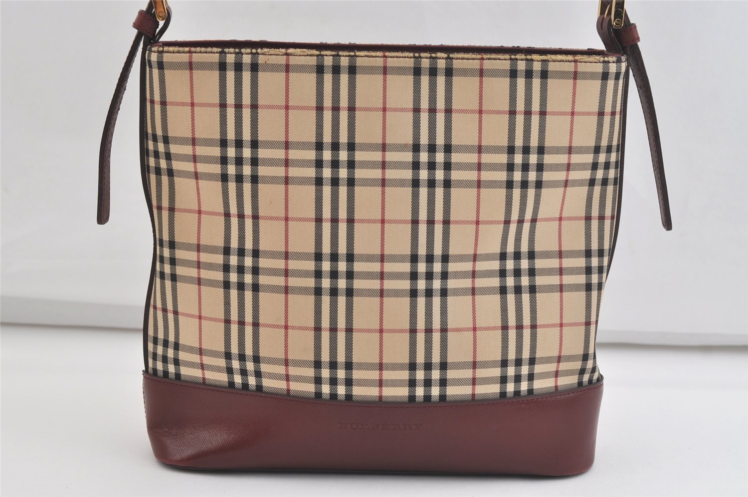 Authentic BURBERRY Nova Check Shoulder Hand Bag Purse Canvas Leather Beige 4340K