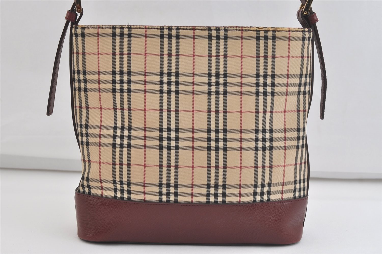 Authentic BURBERRY Nova Check Shoulder Hand Bag Purse Canvas Leather Beige 4340K