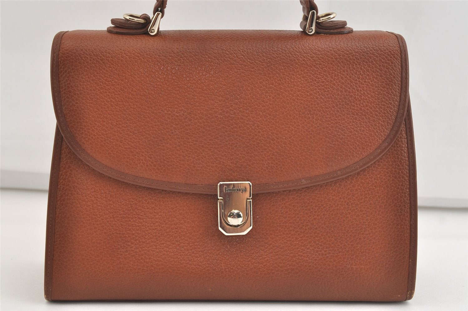 Authentic Burberrys Vintage Leather 2Way Shoulder Hand Bag Purse Brown 4342K