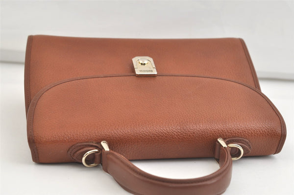 Authentic Burberrys Vintage Leather 2Way Shoulder Hand Bag Purse Brown 4342K