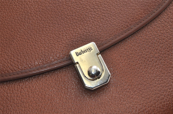 Authentic Burberrys Vintage Leather 2Way Shoulder Hand Bag Purse Brown 4342K
