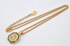 Authentic Christian Dior Gold Tone Chain Rhinestone Pendant Necklace CD 4344K