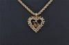 Authentic Christian Dior Gold Tone Chain Rhinestone Pendant Necklace CD 4345K