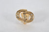 Authentic Christian Dior Clip-On Earrings Rhinestone Gold Plated CD 4346K