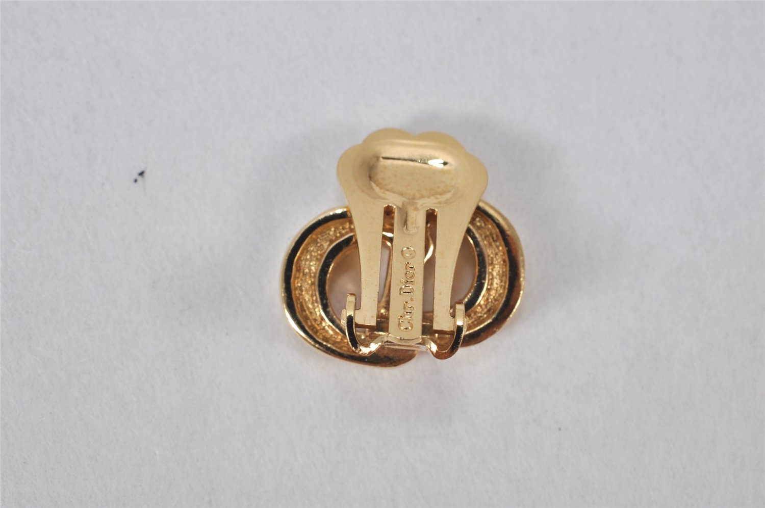 Authentic Christian Dior Clip-On Earrings Rhinestone Gold Plated CD 4346K