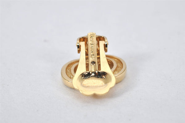 Authentic Christian Dior Clip-On Earrings Rhinestone Gold Plated CD 4346K