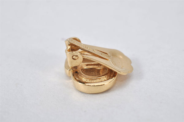 Authentic Christian Dior Clip-On Earrings Rhinestone Gold Plated CD 4346K
