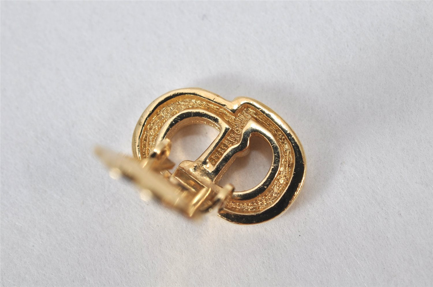 Authentic Christian Dior Clip-On Earrings Rhinestone Gold Plated CD 4346K