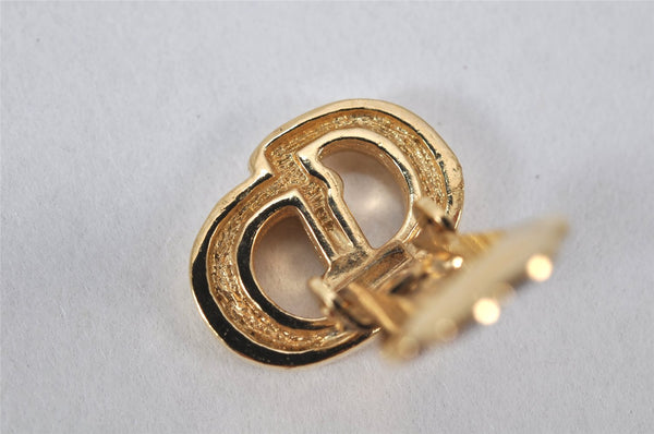 Authentic Christian Dior Clip-On Earrings Rhinestone Gold Plated CD 4346K