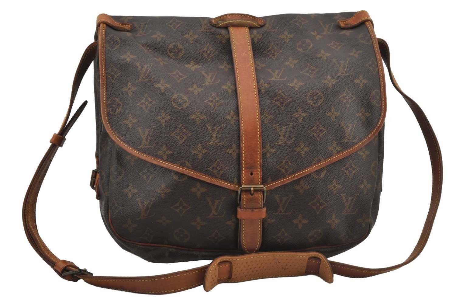 Authentic Louis Vuitton Monogram Saumur 35 Shoulder Cross Bag M42254 LV 4347J