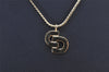 Authentic Christian Dior Gold Tone Chain Pendant Necklace CD 4347K