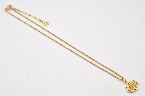 Authentic Christian Dior Gold Tone Chain Pendant Necklace CD 4348K