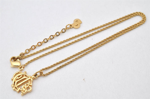 Authentic Christian Dior Gold Tone Chain Pendant Necklace CD 4348K