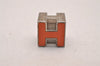 Authentic HERMES Cage De Ash H Cube Pendant Necklace Silver Orange Junk 4349J