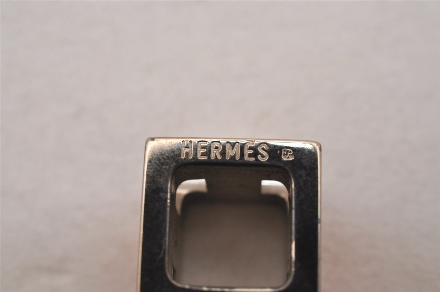 Authentic HERMES Cage De Ash H Cube Pendant Necklace Silver Orange Junk 4349J