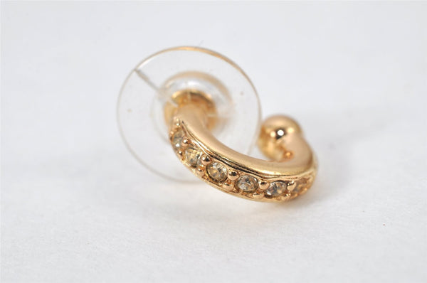 Authentic Christian Dior Vintage Rhinestone Earrings Gold Tone CD 4349K