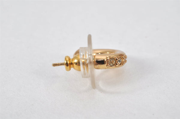 Authentic Christian Dior Vintage Rhinestone Earrings Gold Tone CD 4349K