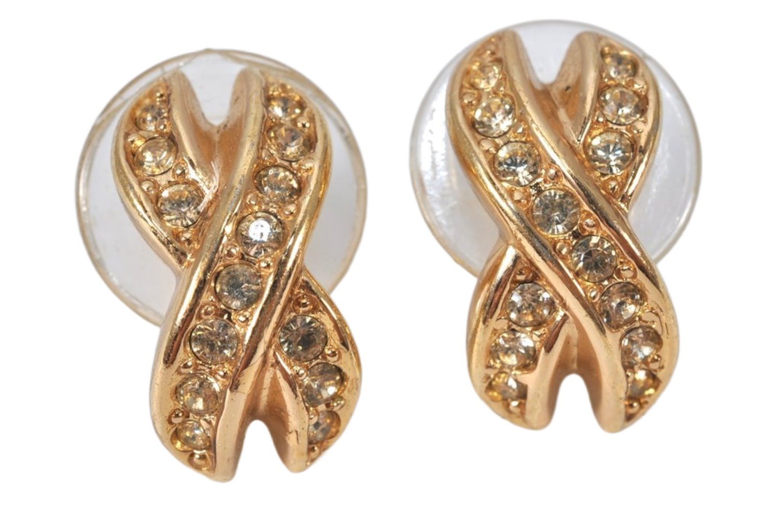 Authentic Christian Dior Vintage Rhinestone Earrings Gold Tone CD 4350K