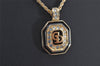 Authentic Christian Dior Gold Tone Chain Rhinestone Pendant Necklace CD 4351K