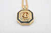 Authentic Christian Dior Gold Tone Chain Rhinestone Pendant Necklace CD 4351K