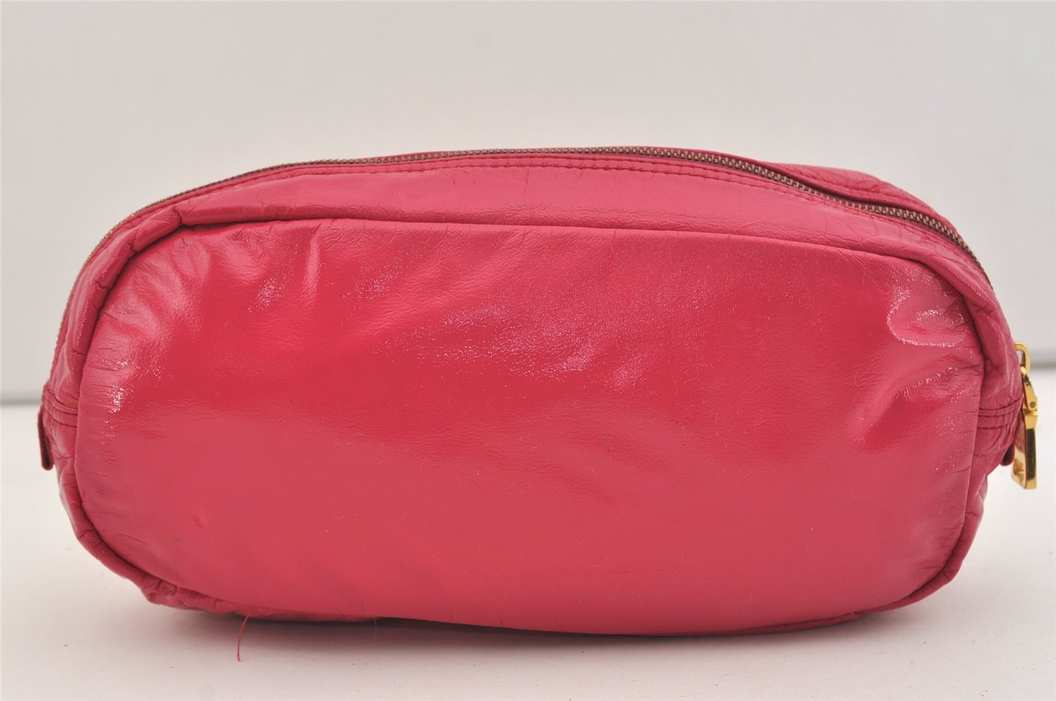 Authentic PRADA Vintage Enamel Clutch Hand Bag Purse Pink 4352J