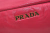 Authentic PRADA Vintage Enamel Clutch Hand Bag Purse Pink 4352J