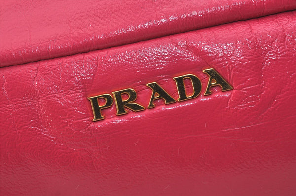 Authentic PRADA Vintage Enamel Clutch Hand Bag Purse Pink 4352J