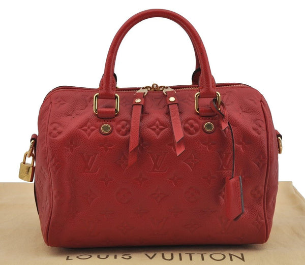 Auth Louis Vuitton Monogram Empreinte Speedy Bandouliere 30 Hand Bag Red 4353J
