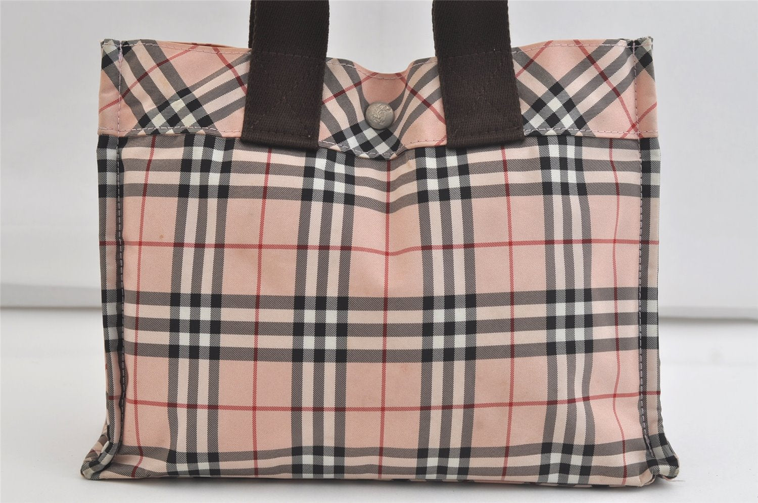 Authentic BURBERRY BLUE LABEL Vintage Check Hand Tote Bag Purse Nylon Pink 4355K