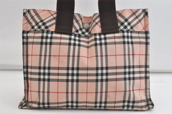 Authentic BURBERRY BLUE LABEL Vintage Check Hand Tote Bag Purse Nylon Pink 4355K