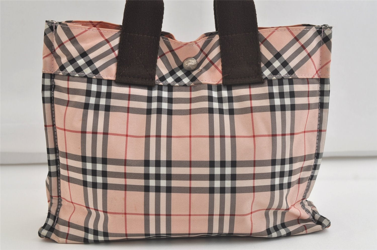 Authentic BURBERRY BLUE LABEL Vintage Check Hand Tote Bag Purse Nylon Pink 4355K