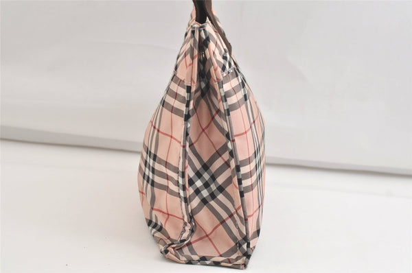 Authentic BURBERRY BLUE LABEL Vintage Check Hand Tote Bag Purse Nylon Pink 4355K