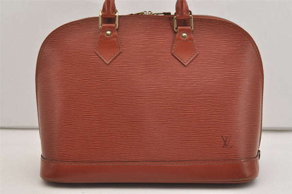 Authentic Louis Vuitton Epi Alma PM Hand Bag Brown M52143 LV 4356J