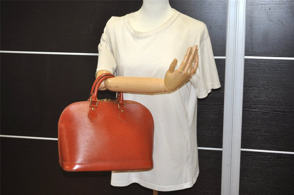 Authentic Louis Vuitton Epi Alma PM Hand Bag Brown M52143 LV 4356J