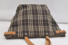 Authentic BURBERRY BLUE LABEL Check Shoulder Tote Bag Nylon Leather Brown 4356K