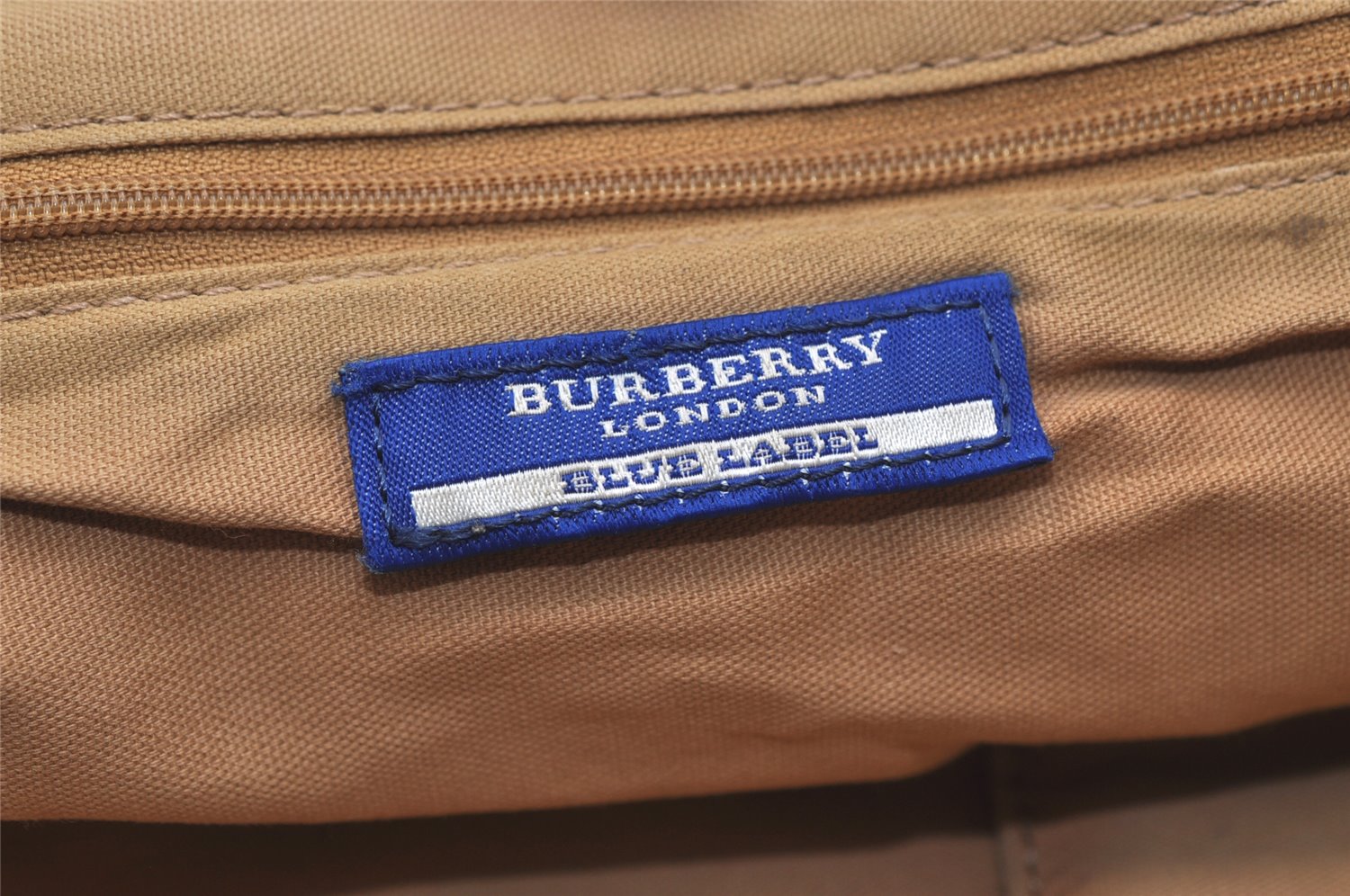 Authentic BURBERRY BLUE LABEL Check Shoulder Tote Bag Nylon Leather Brown 4356K