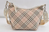 Authentic BURBERRY BLUE LABEL Check Shoulder Cross Bag Nylon Leather Beige 4357K