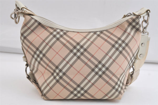 Authentic BURBERRY BLUE LABEL Check Shoulder Cross Bag Nylon Leather Beige 4357K