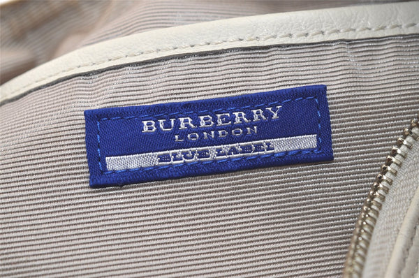 Authentic BURBERRY BLUE LABEL Check Shoulder Cross Bag Nylon Leather Beige 4357K