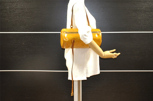 Authentic Louis Vuitton Vernis Bedford Hand Bag Yellow Beige M91006 Junk 4359I