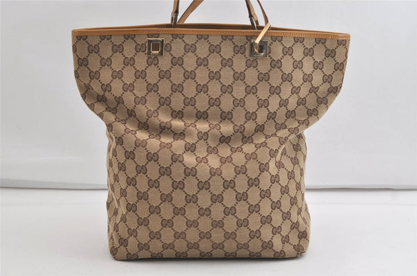 Authentic GUCCI Shoulder Tote Bag GG Canvas Leather 0011098 Brown Junk 4360K