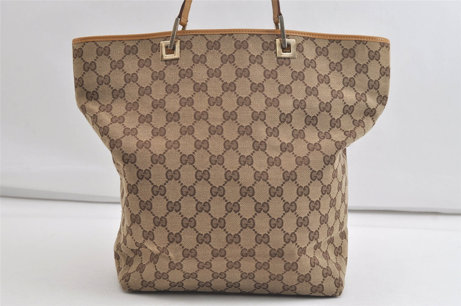 Authentic GUCCI Shoulder Tote Bag GG Canvas Leather 0011098 Brown Junk 4360K