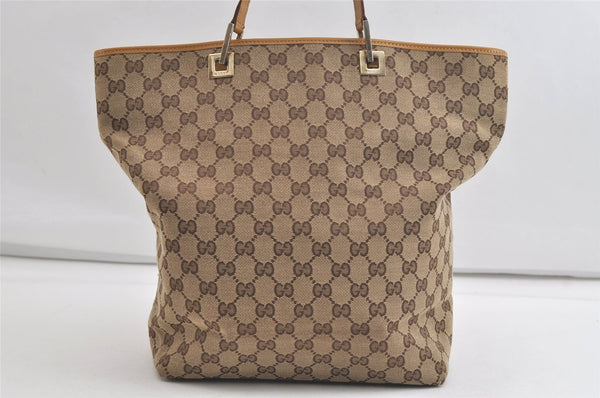 Authentic GUCCI Shoulder Tote Bag GG Canvas Leather 0011098 Brown Junk 4360K