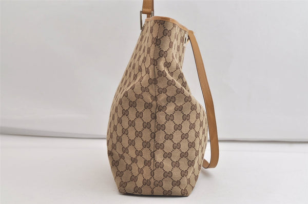 Authentic GUCCI Shoulder Tote Bag GG Canvas Leather 0011098 Brown Junk 4360K