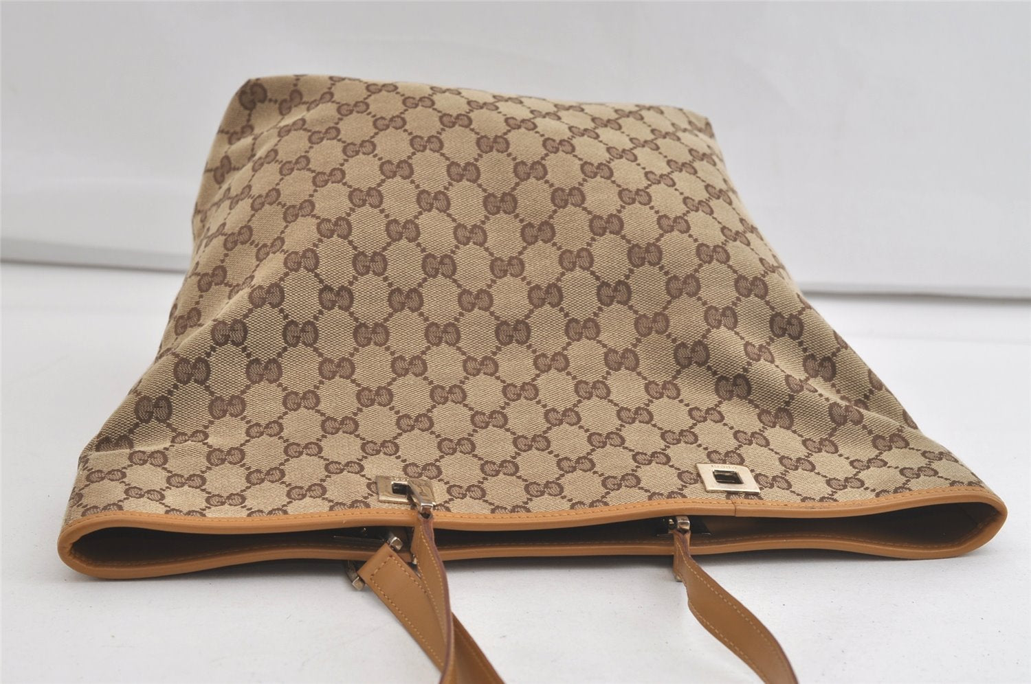 Authentic GUCCI Shoulder Tote Bag GG Canvas Leather 0011098 Brown Junk 4360K